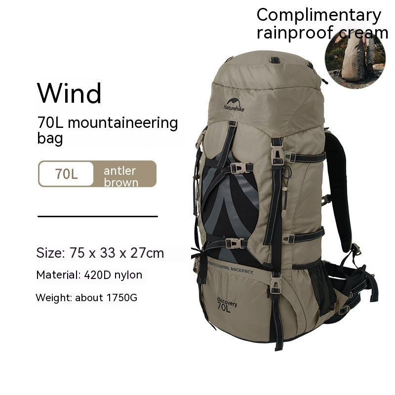 Outdoor Wind Exploration 70L Hiking Backpack Large Capacity Leisure Sports Tourism